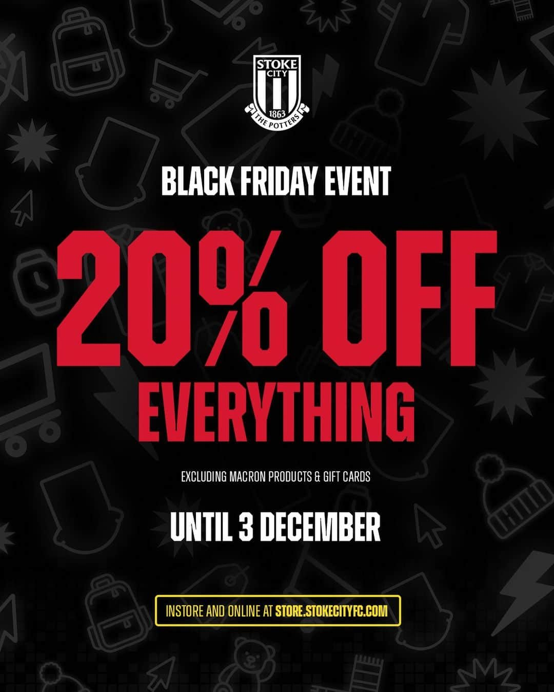 ストーク・シティFCさんのインスタグラム写真 - (ストーク・シティFCInstagram)「🛍️ Black Friday launched!   Get 20% off in store and online at store.stokecityfc.com.  #StokeCity #SCFC」11月24日 18時02分 - stokecity