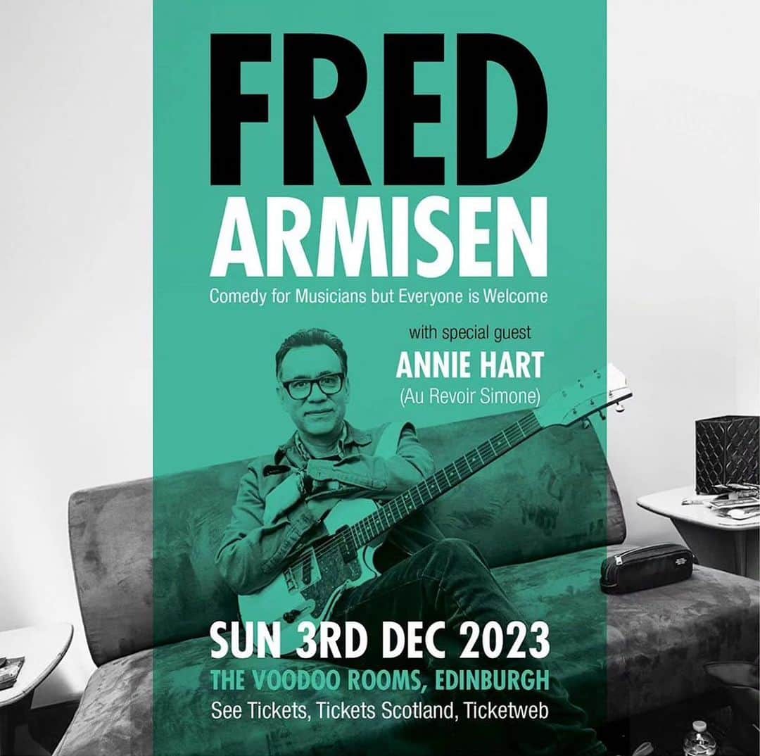 フレッド・アーミセンのインスタグラム：「🏴󠁧󠁢󠁳󠁣󠁴󠁿 Edinburgh show added to the tour!  Dec 3 @thevoodoorooms @seetickets @ticketsscotland  Glasgow show is sold out.  A great place to be on my birthday @monoglasgow @popmutations  Special guest @anniehartforsure」