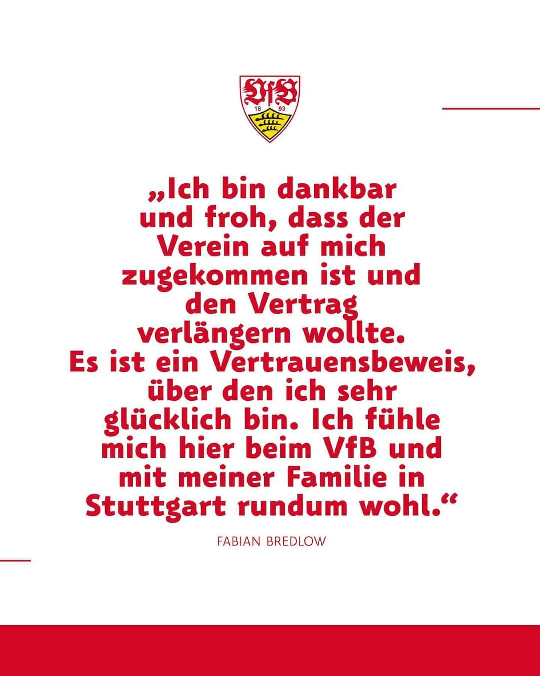 VfBシュトゥットガルトさんのインスタグラム写真 - (VfBシュトゥットガルトInstagram)「Fabian Bredlow verlängert! 🤍❤✍ #Bredlow2026 Der VfB und der Torhüter, dessen Vertrag zum Saisonende ausgelaufen wäre, haben sich auf eine Verlängerung bis zum 30. Juni 2026 verständigt. 🙏 Schön, dich weiter im Trikot mit dem Brustring zu sehen, Fabi!! 🤩 Zur News in der Story 📲 _ @fbredlow #VfB #vfbstuttgart #vfbstuttgart1893 #auscannstatt #furchtlosundtreu #VfBInsta #Vertragsverlängerung #Bredlow #Keeper」11月24日 20時00分 - vfb