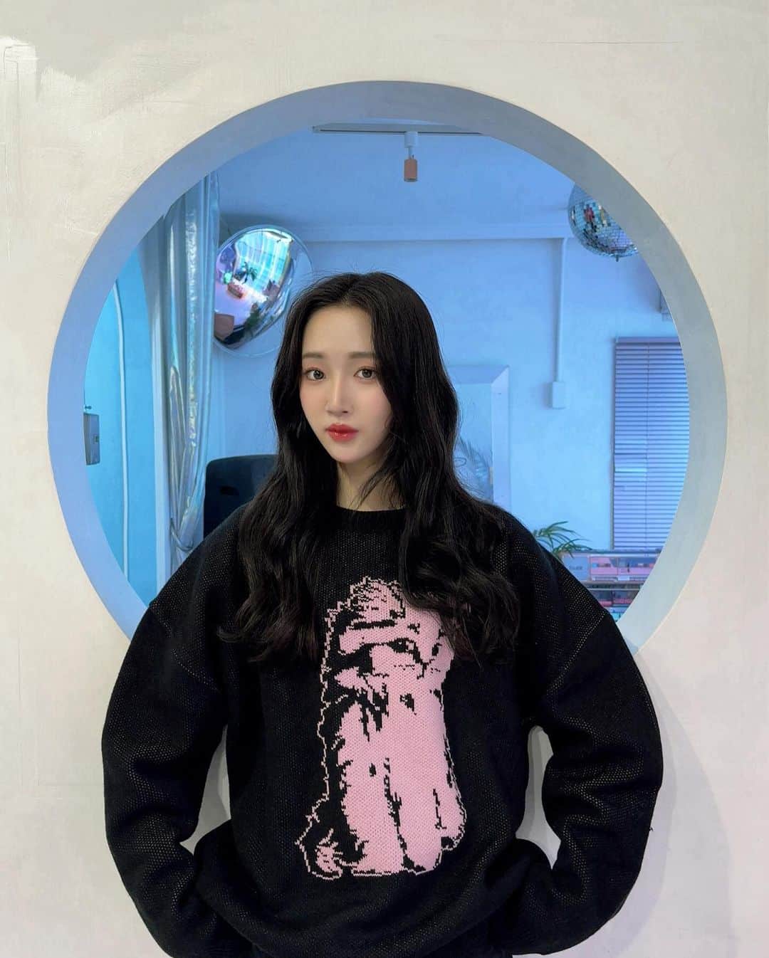 田口珠李のインスタグラム：「この間の私服🐈‍⬛🩷  마스크에도 고양이🐱」