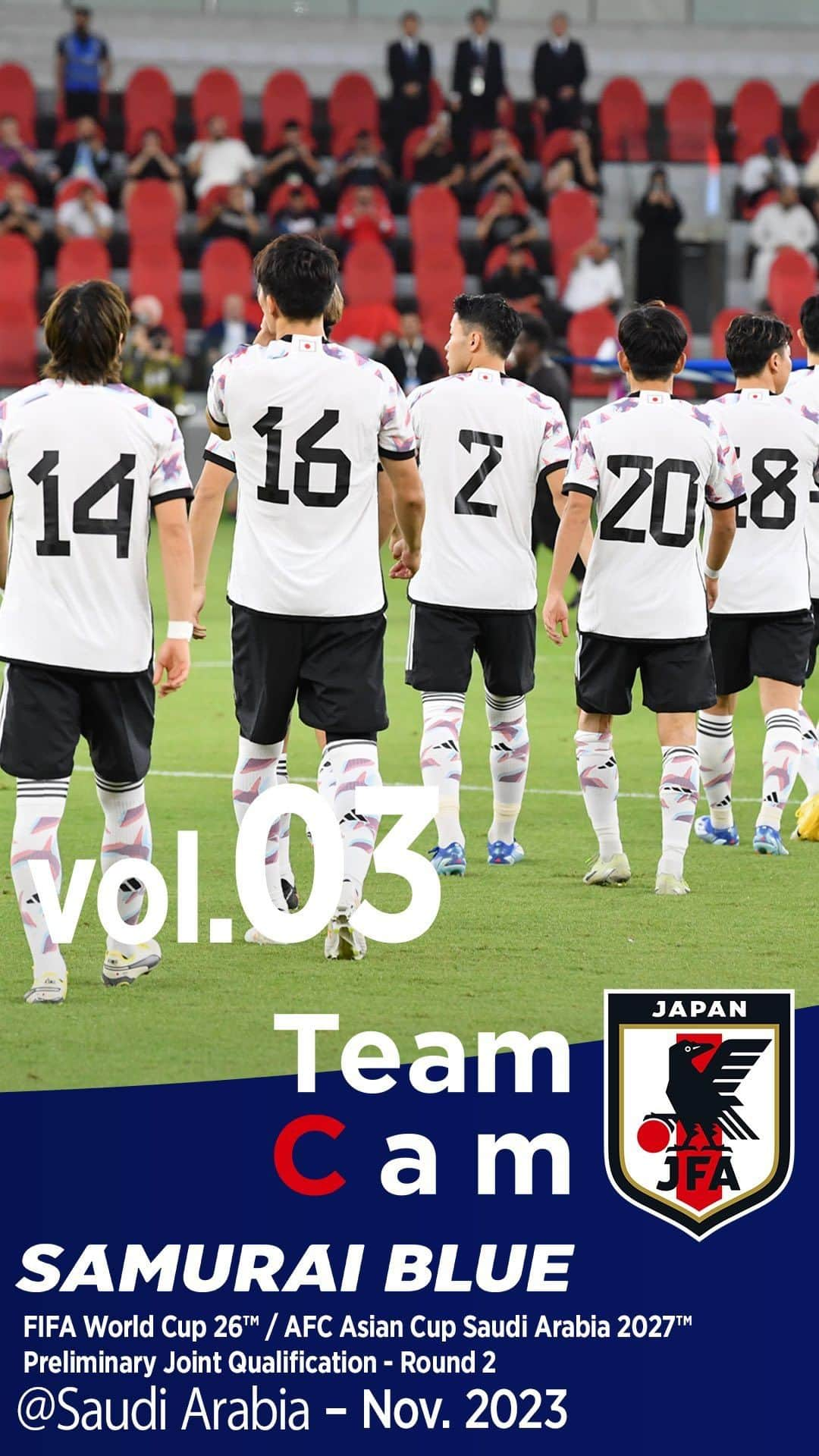 日本サッカー協会のインスタグラム：「. SAMURAI BLUE🔹 #𝐓𝐞𝐚𝐦𝐂𝐚𝐦 𝐯𝐨𝐥.𝟎𝟑 🎥 ￣￣￣￣￣￣￣￣￣ ☑️5-0で勝利！シリア戦の舞台裏🇸🇾 ☑️#遠藤航 #南野拓実 インタビュー🎙 ☑️#細谷真大 🤝 #中山雄太 対談☀️  本編は #JFATV で⏬ https://youtu.be/K0X5usVbqS4  🏆FIFA #ワールドカップ 26アジア2次予選 兼 AFCアジアカップサウジアラビア2027予選 🗓️11.21(火) ⌚️23:45(🇯🇵) 🆚シリア代表🇸🇾 🏟Prince Abdullah AlFaisal Stadium(サウジアラビア)  #AsianQualifiers #夢への勇気を #SAMURAIBLUE #jfa #daihyo #サッカー日本代表 #サッカー #soccer #football #⚽️」