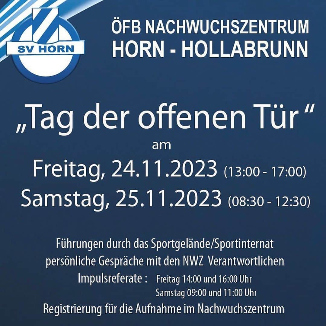 SVホルンさんのインスタグラム写真 - (SVホルンInstagram)「Unser Nachwuchsleistungszentrum hat heute und morgen die Türen für Euch geöffnet, schaut vorbei!👋🏼」11月24日 21時04分 - svhorn1922