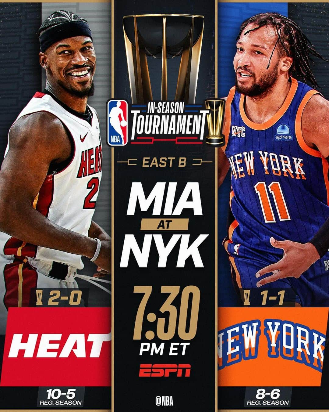 NBAのインスタグラム：「The @nyknicks need a win to stay alive in the tourney!  🏆 NBA In-Season Tournament  🏀 East Group B action on ESPN」