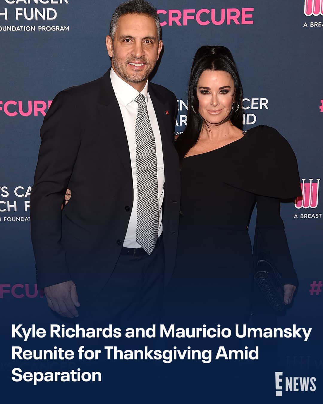 E! Onlineのインスタグラム：「Kyle Richards and Mauricio Umansky are proof that the holiday season can bring people together. Link in bio for more on their #Thanksgiving together. (📷: Getty)」