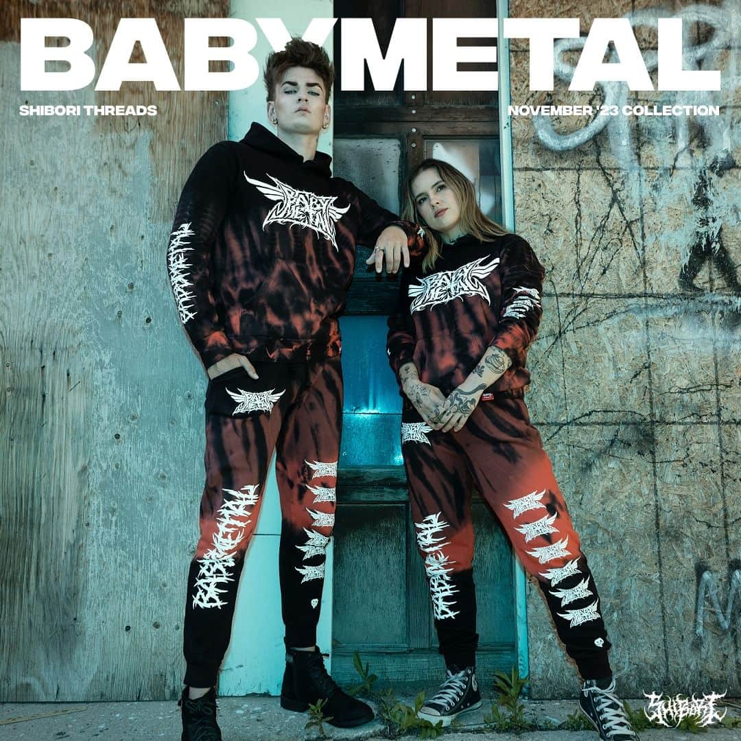 BABYMETALのインスタグラム：「Shibori Threads x BABYMETAL Collaboration “TIE DYE HOODIE & JOGGER” Pre-Order Started!!  BABYMETAL just launched an extremely limited TIE DYE HOODIE & JOGGER in collaboration with the metal streetwear brand @shiborithreads. Pre-order yours right now at shiborithreads.com  Product Details -TIE DYE HOODIE  S-XL $75 / 2XL $77 / 3XL $79 -TIE DYE JOGGER  XS-L $55 / XL $57 / 2XL $59  Sales Period November 24th 9:00am - December 1st 11:59pm EST  PRE-ORDER NOW AT https://shiborithreads.com/collections/babymetal」