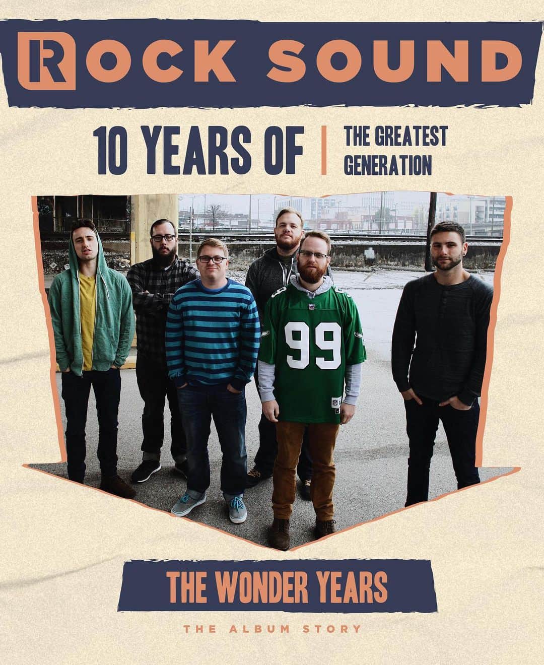 Rock Soundのインスタグラム：「The Wonder Years, 'The Greatest Generation' | The Album Story  Dan 'Soupy' Campbell reflects on making their landmark album and revisiting it for the 10th anniversary tour  Plus, we have teamed up with the band to bring you this world exclusive t-shirt design   Read the feature and get your t-shirt at ROCKSOUND.TV, link in bio   #thewonderyears #thewonderyearsband #rock #alternative #punk #poppunk」