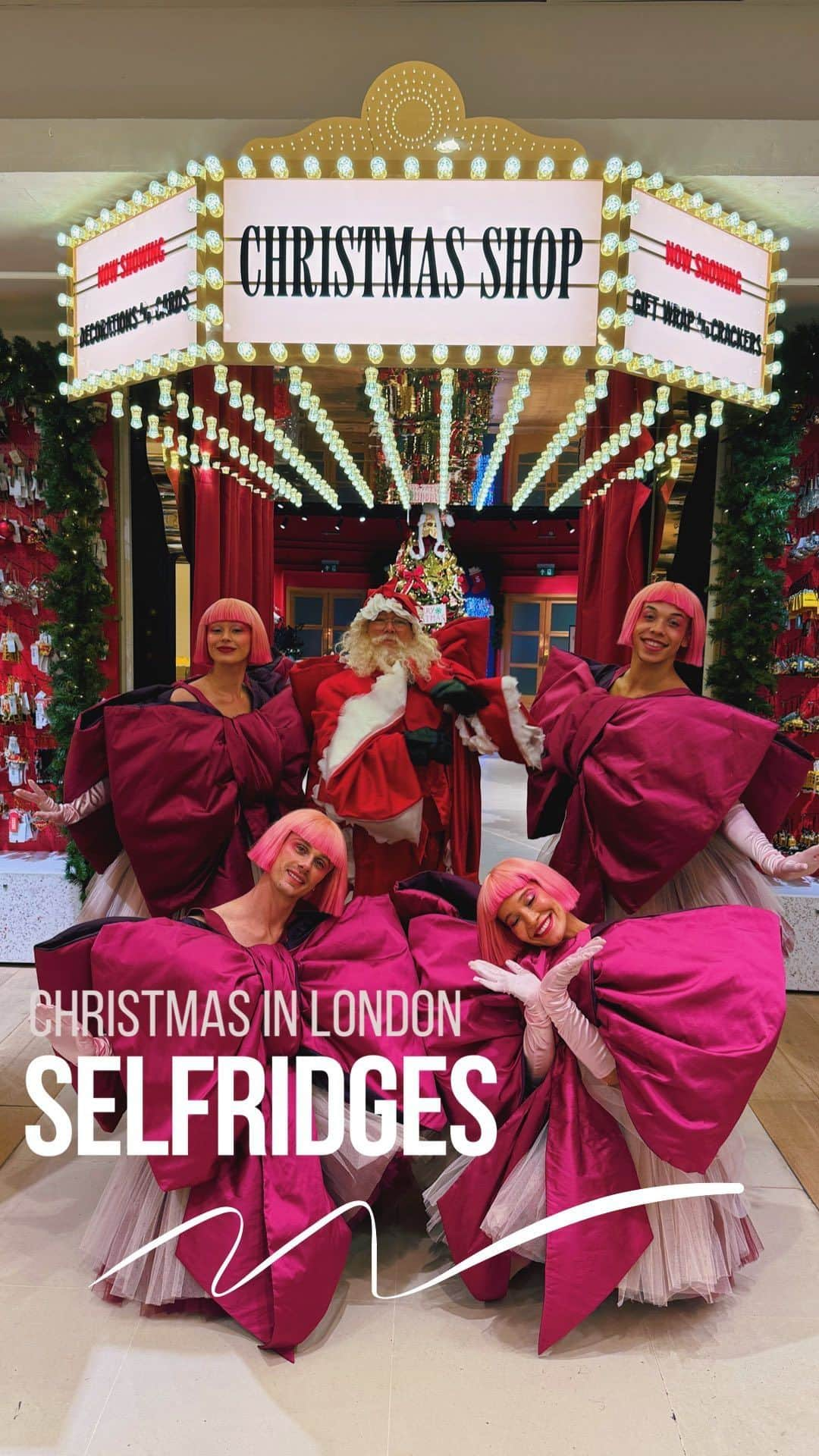 @LONDON | TAG #THISISLONDONのインスタグラム：「🎄 It’s Showtime! @TheOfficialSelfridges💥 Find Santa and his bow ballerinas in-store from today where a festive & theatrical extravaganza awaits! 🙌🏼🎅🏼😱 The glamour of the stage inspires a spectacular Christmas at #SelfridgesLondon along with their world-famous Christmas windows! ✨ Record-breaking West End production @KitKatClubLDN is making its way from the West End to #SelfridgesLondon for a unique bar experience. 🍹 Opening 29 November, Prologue dancers from the seven-time Olivier Award winning show will be making cameo appearances in ‘CABARET: The Kit Kat Club at Selfridges’ – at the Lounge on the 4th floor. 🥳🙌🏼 TICKETS 🎟️ Via LINK IN BIO! 🤩🥂🍾 Enjoy! @MrLondon & @Alice.Sampo 🎄❤️✨  🎥 Filmed in partnership with Selfridges London 💛」