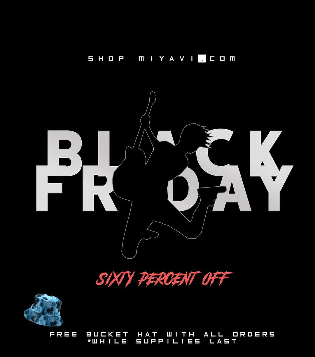 MIYAVI（石原貴雅）のインスタグラム：「BLACK FRIDAY 60% OFF MIYAVI.COM SHOP 🔥🛍️🛒🤑」