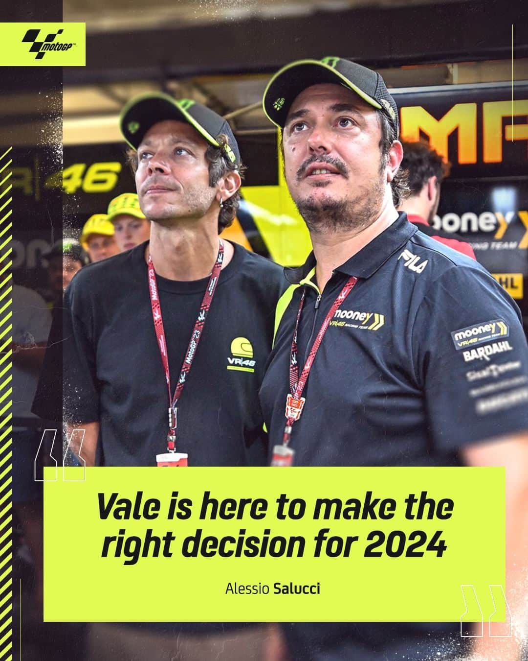 MotoGPのインスタグラム：「@valeyellow46 is in Valencia as he has an important decision to make! 👀 @vr46racingteam's big boss will have the final say on who will be @marcobez72 teammate next season! 🔜   #ValenciaGP 🏁 #MotoGP #Motorsport #Motorcycle #Racing」