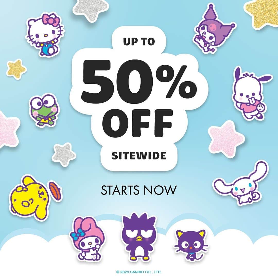 Hello Kittyのインスタグラム：「Up to 50% off sitewide starts NOW 🛍 Hurry and get everything on your wishlist this weekend! Link in bio to shop.」