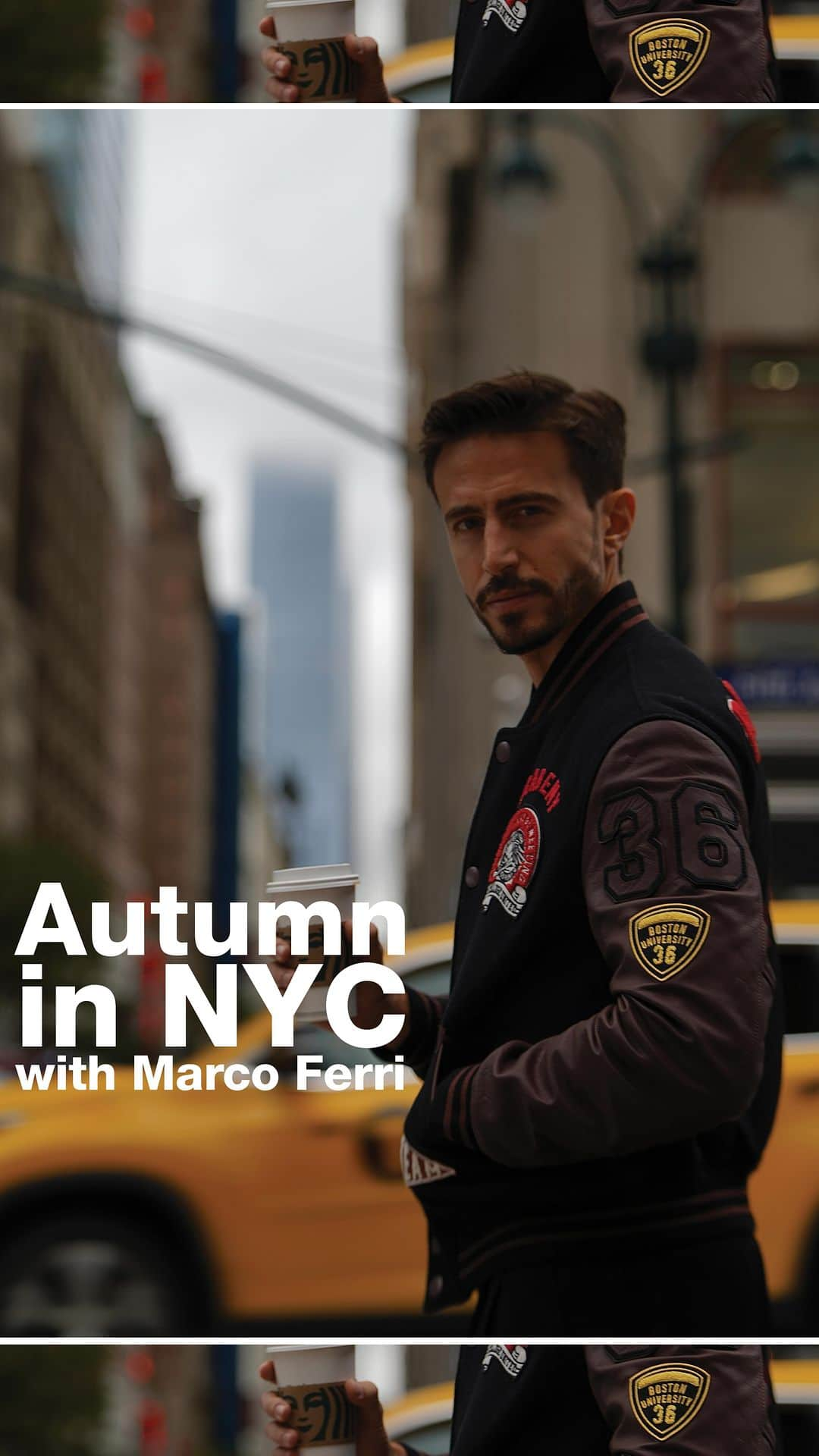 ブラウアーのインスタグラム：「Autumn in NYC w/ @marcoferri5   #BlauerUSA #FallWinter023 #CrossingNYC」