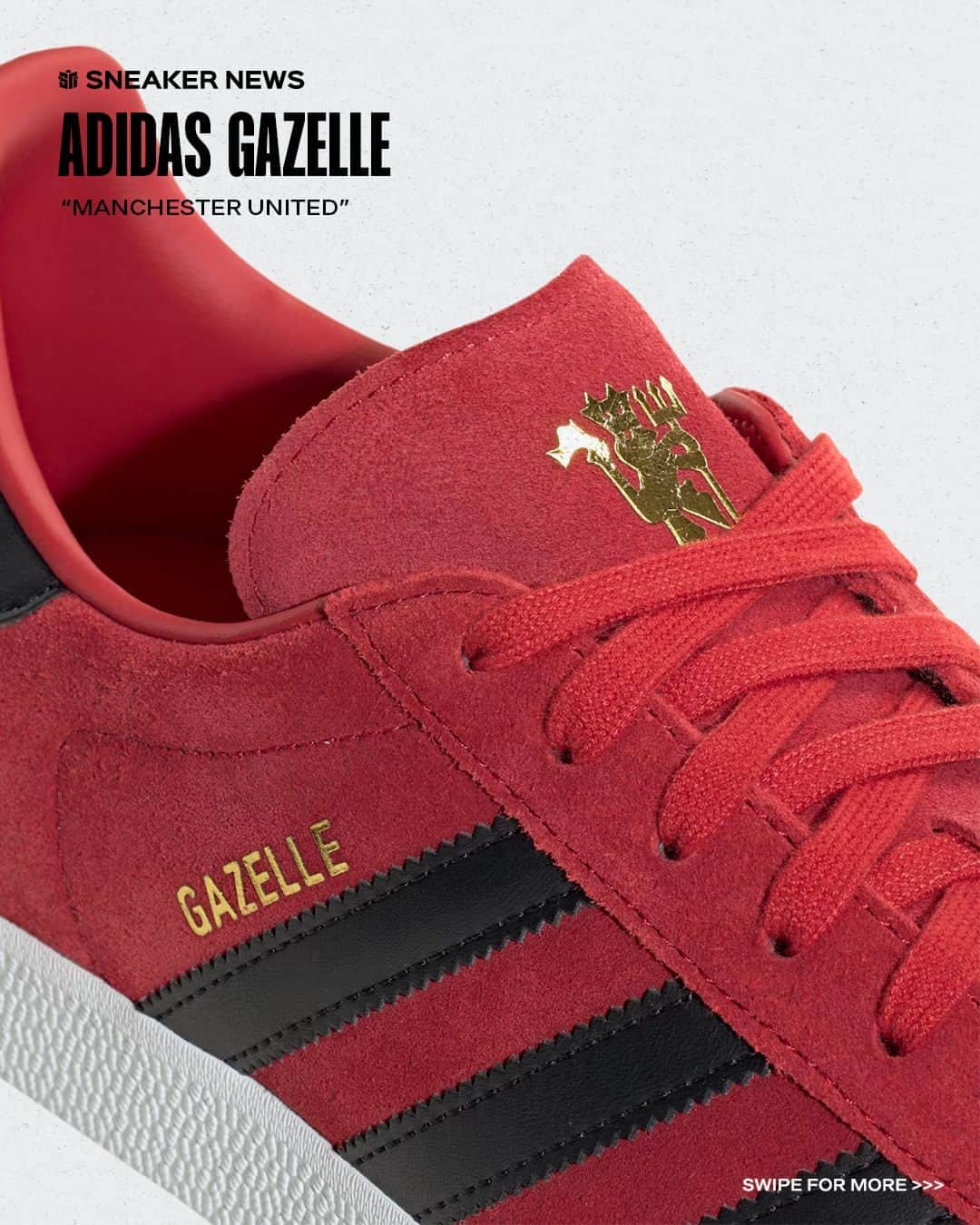 Sneaker Newsのインスタグラム：「Manchester United has seen better days, but @adidasoriginals just released a special Gazelle fans can celebrate. ⁠ ⁠ Tap the LINK IN BIO for full details.」