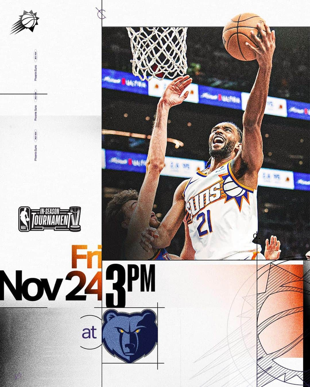 フェニックス・サンズのインスタグラム：「Black Friday Basketball ☄️  🆚 @memgrizz 🕒 3PM 📺 @arizonasfamily  📻 @arizsports | @lamejorarizona  💻 Live.Suns.com」