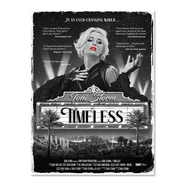 トニー・ストームのインスタグラム：「Available Now - Limited to 300 Only! New Toni Storm - Timeless poster print by Gabriel Cassata. Hand-Numbered 1-300. Save 40% during the Black Friday Sale! Order yours today before it’s gone!  https://bit.ly/3Gb1odP #pwtees #prowrestlingtees #pwt #tonistorm #timelesstonistorm #allelitewrestling #aew #poster」