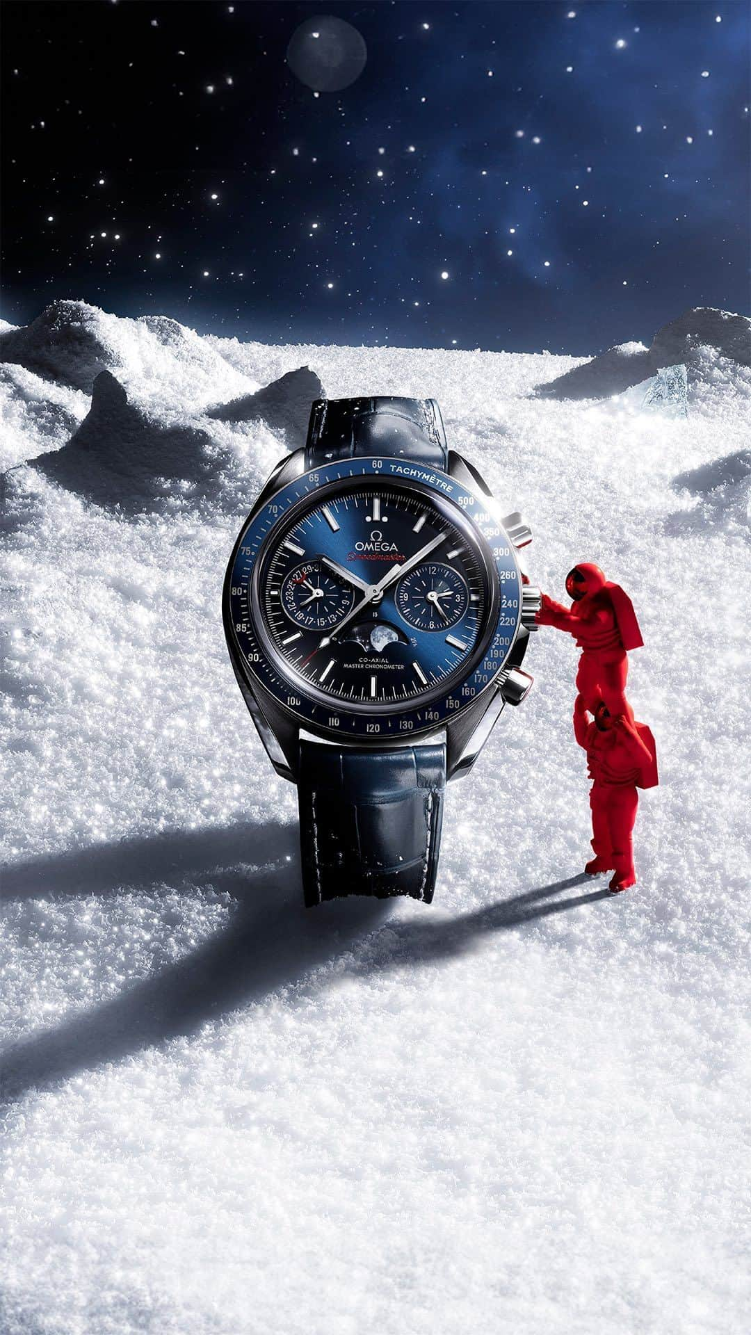 オメガのインスタグラム：「OMEGA’s astronauts reveal two unique takes on a space legend: The Speedmaster Moonphase and Speedmaster 38.  Discover our Winter Tales via the link in bio.  #OMEGA #OMEGACelebration #Speedmaster」