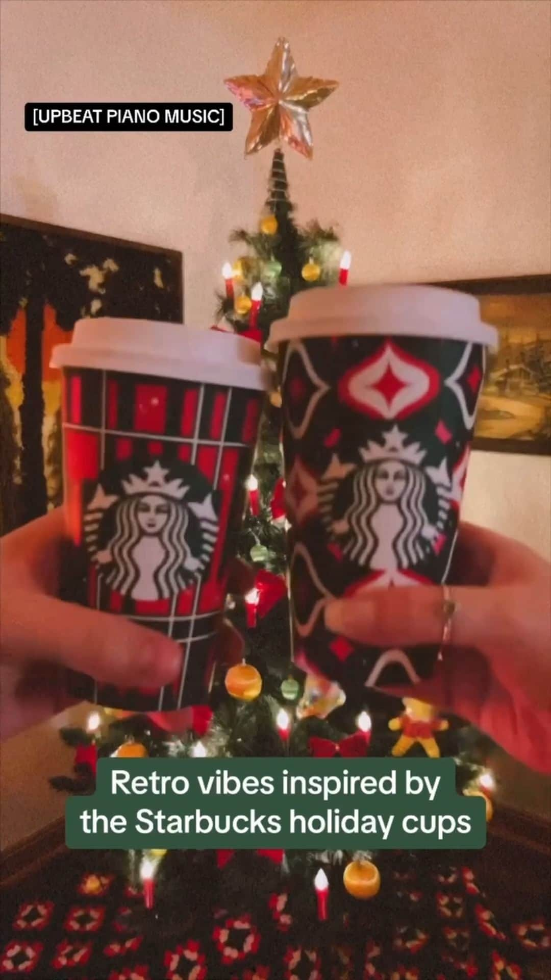 Starbucksのインスタグラム：「Catch us rockin' around this retro tree. 🎄✨ #Starbucks #Holidays #HolidaySeason #Retro」