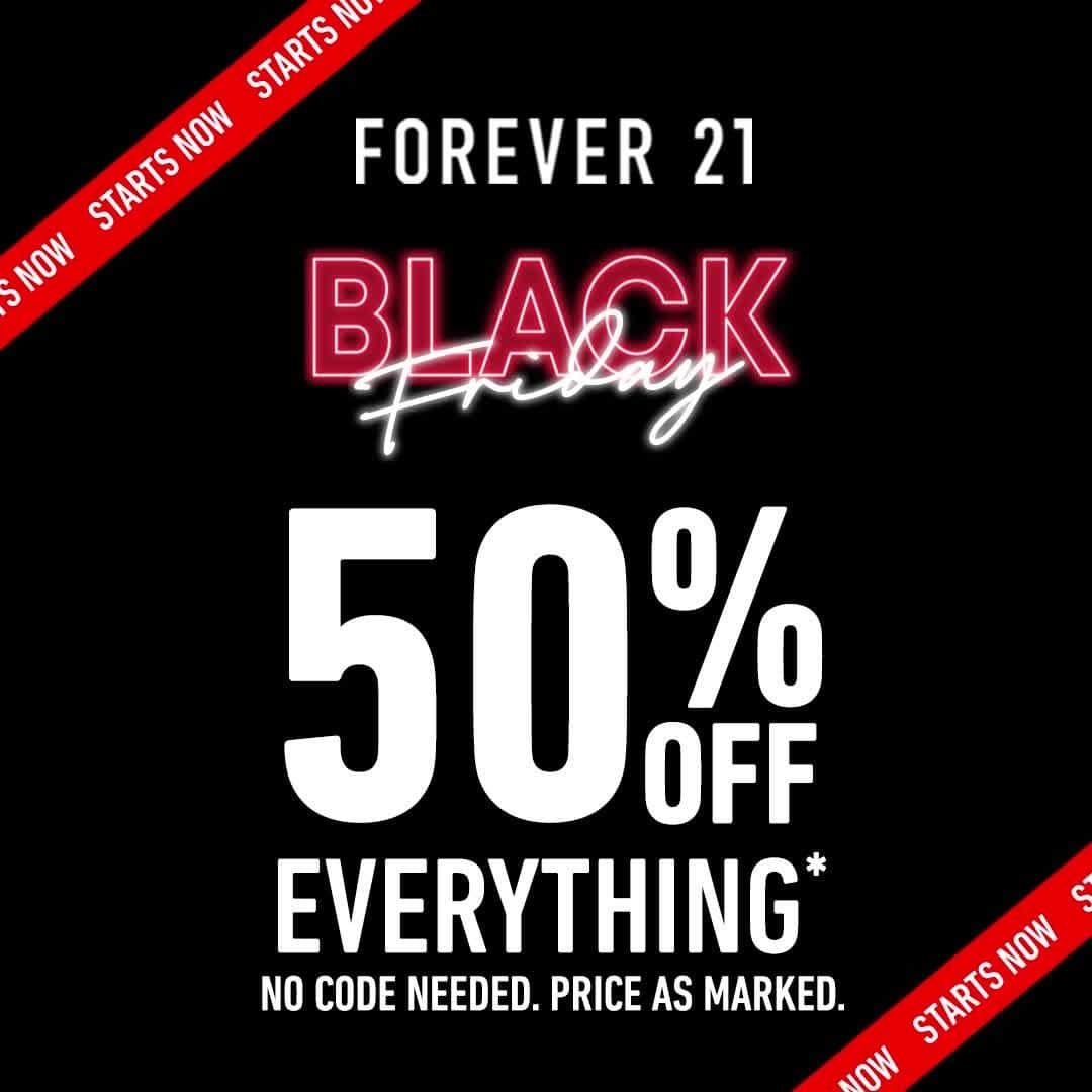 FOREVER 21のインスタグラム：「THE BIGGEST SALE OF THE YEAR STARTS NOW AT FOREVER 21! 50% OFF EVERYTHING, IN-STORES & ONLINE 🛍️ ⁠ ⁠ HEAD TO FOREVER21.COM」