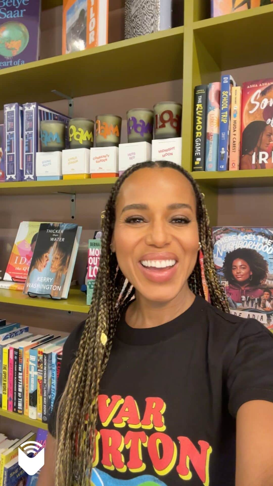 ケリー・ワシントンのインスタグラム：「Kerry Washington 💓s independent bookshops, and so do we!   Grab Kerry’s memoir Thicker than Water on audio with Libro.fm, and you’ll support your local independent bookshop. Head to the link in bio to grab your copy, or to gift to someone this holiday season!   📍Filmed at @reparations.club in Los Angeles, CA  __  [Video description: Kerry Washington promotes her book and audiobook Thicker than Water at Reparations Club in Los Angeles.] #IndependentBookshops #IndieBookshops #BookshopLove #ShopSmall #thickerthanwater」