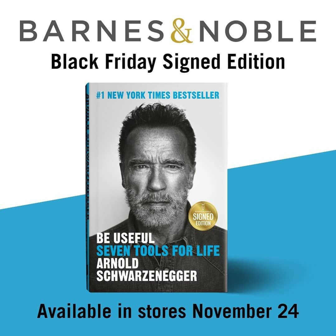 アーノルド・シュワルツェネッガーのインスタグラム：「Make sure to get to @barnesandnoble today to get your signed copies of Be Useful! They are selling fast, so DO IT NOW.」