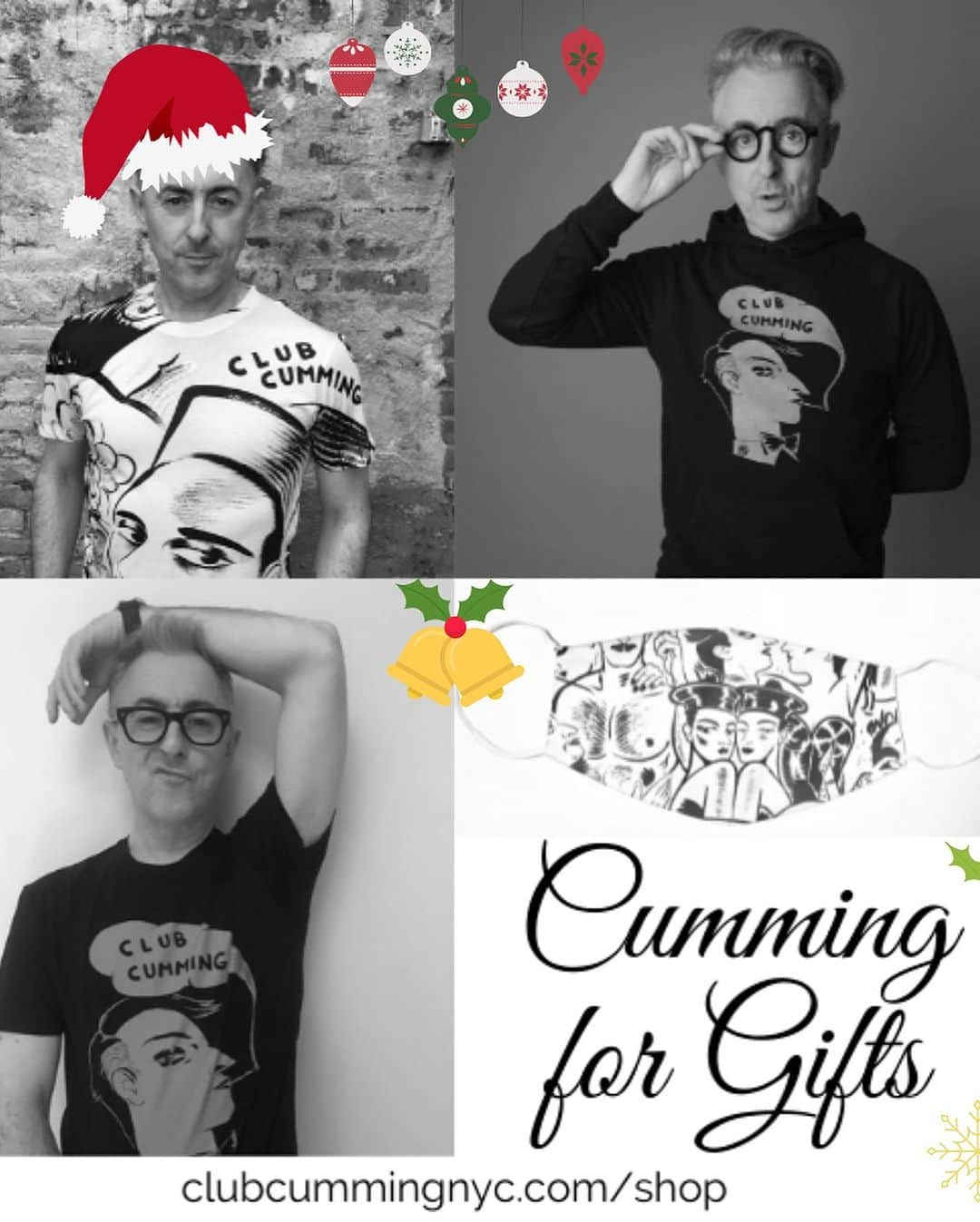 アラン・カミングのインスタグラム：「Looking for the perfect holiday gift? Look no further! At @clubcumming , we have everything you need to share holiday cheer with friends, family, and loved ones. Link to shop in bio.」