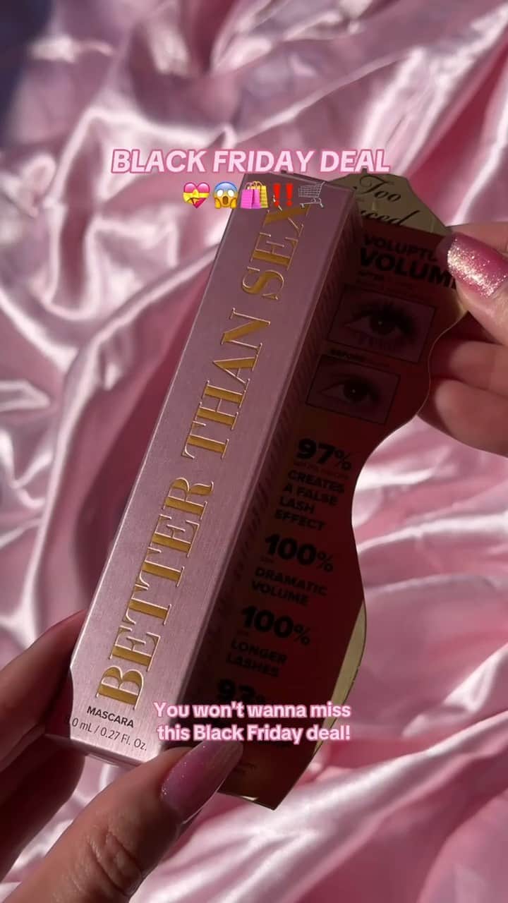 Too Facedのインスタグラム：「This is MAJOR! 😍💖 Our iconic Better Than Sex Mascara is 50% OFF for a limited time only! Run, don’t walk to toofaced.com - both the decadent chocolate and original shades are on sale now! ✨#toofaced #tfcrueltyfree #betterthansex」