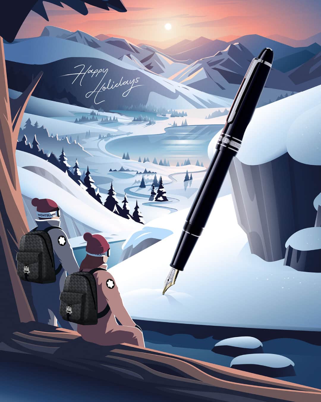 モンブランのインスタグラム：「Cursive letters rising and falling bring wishes of holiday cheer. A handwritten note has the power to recall the warmest of memories in the coldest of winters. Write what’s on your heart with a Montblanc.  #HeartWritten #InspireWriting #GiftMontblanc」