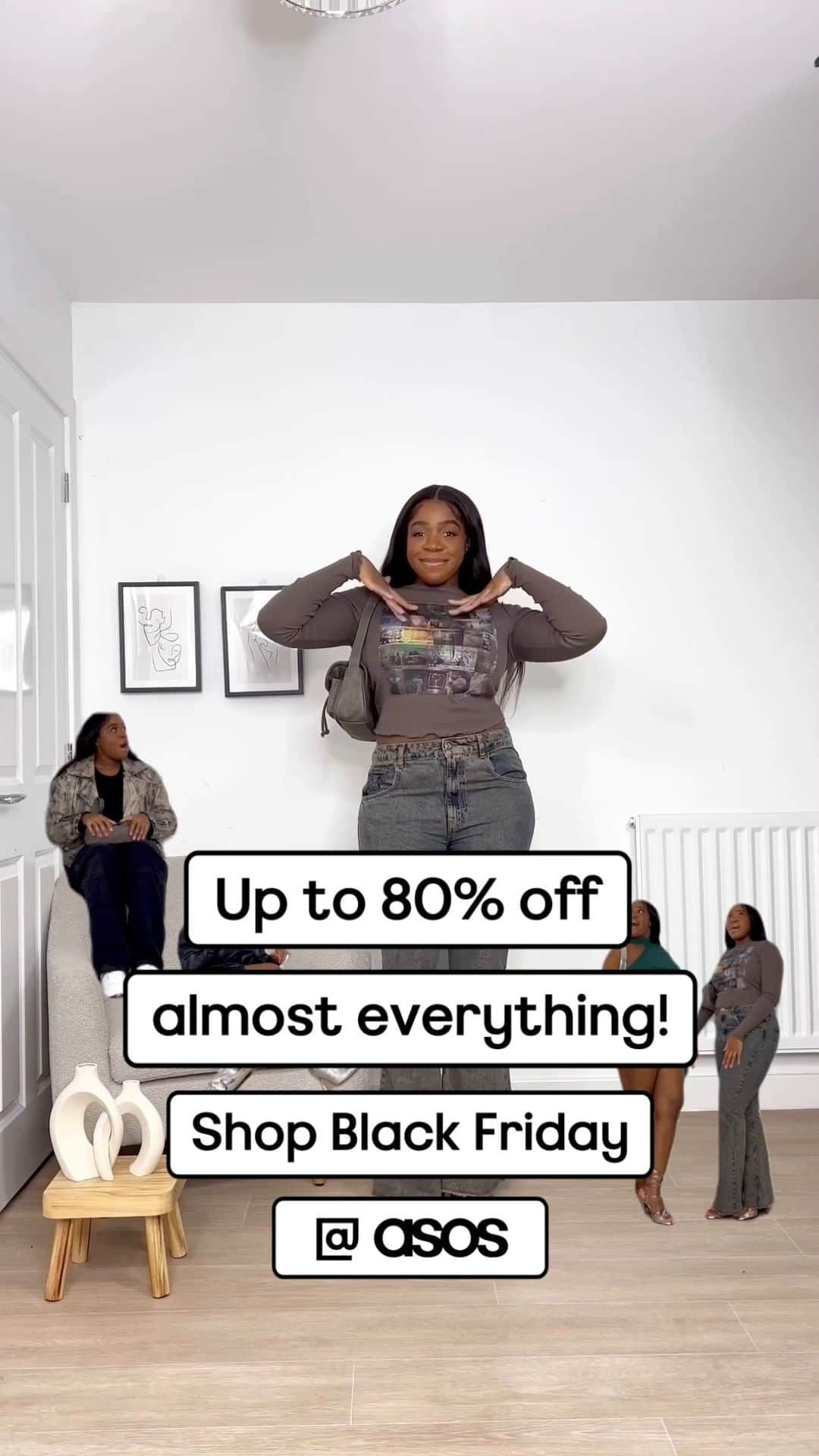 ASOSのインスタグラム：「DYK our biggest #ASOSBlackFriday deal just got even BIGGER?🔝 Up to 80% off almost everything is HERE + an ✨EXTRA✨ Black Friday treat on ASOS.com @‌simply_banji [she/her]」