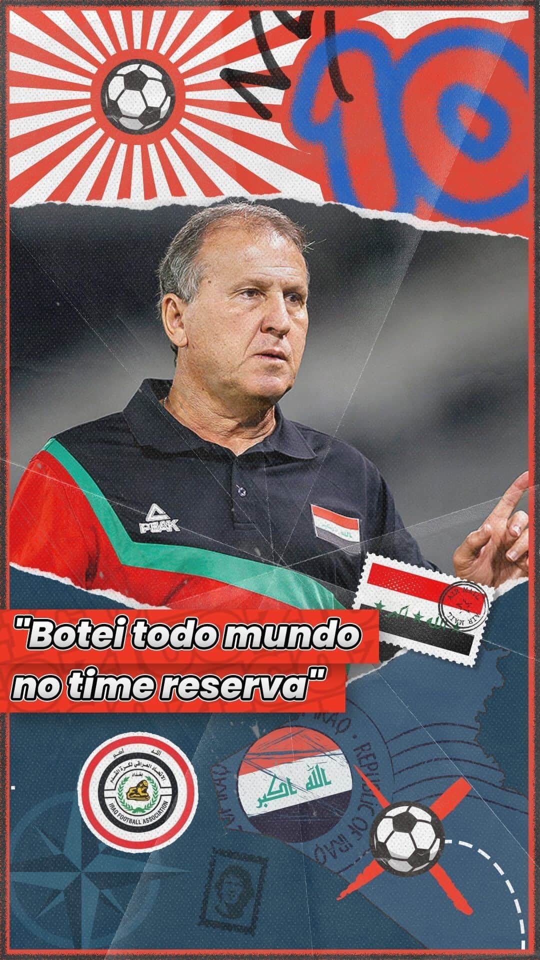 のインスタグラム：「Zico pelo Mundo | Iraque 🇮🇶  No Canal Zico 10, ninguém fica parado. E hoje, pra aproveitar o clima das Eliminatórias da Copa do Mundo de 2026, a gente viaja para mais um país do Oriente Médio ✈️  Desta vez, nosso craque revelou todos os detalhes do período como treinador da seleção do Iraque. Os jogadores até que tentaram ter moleza, mas o nosso Galinho é osso duro de roer, né?   Quem dava mole, ficava de fora. E não parou por aí… Depois de 4 meses como técnico sem receber, Zico decidiu pegar o caminho de volta pra casa.   Clima tenso, amigo! 🔥 Acesse o link da bio e vem saber tudo e mais um pouco dessa aventura ❤️」