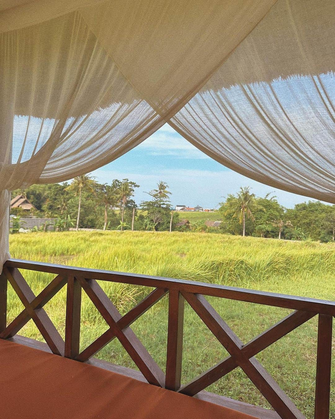 ニオミ・スマートさんのインスタグラム写真 - (ニオミ・スマートInstagram)「An oasis, safe space, haven in the middle of the rice paddy that I’ve been visiting every morning this week. A place to ground, connect, reflect. Wow what a different being immersed in nature makes. We recently moved villa, and despite the upheaval again and the chaos of moving, it feels so good to be rewarded with such peace. It has been a reminder to me that often we’ll experience an uphill challenge before we achieve and receive the end desired goal. This is obviously such a small example of that, but I feel it can be applied to many aspects of life.  We can manifest and dream all we want, but we need to be prepared to put in the work and take action too.  Often it’s the smallest step forward that creates the catalyst for change.  I don’t know what you’re working on right now or where you’re setting your intentions, but know you’ve got this. A dream is already the first step. Belief is the next.  A reminder that tomorrow night / Monday morning is a full moon - the perfect opportunity to reflect on this 🌝🪷.」11月25日 16時27分 - niomismart