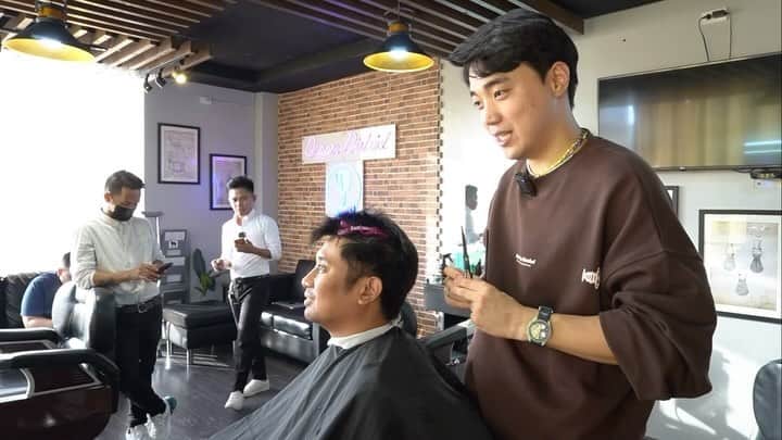 Ryan Bangのインスタグラム：「Barbero Challenge with Future Brother-in-Law! 💈  Vlog uploaded on my YouTube channel 🫶🫶 youtube.com/ryanbang  Thank you @dapperdistrictph」