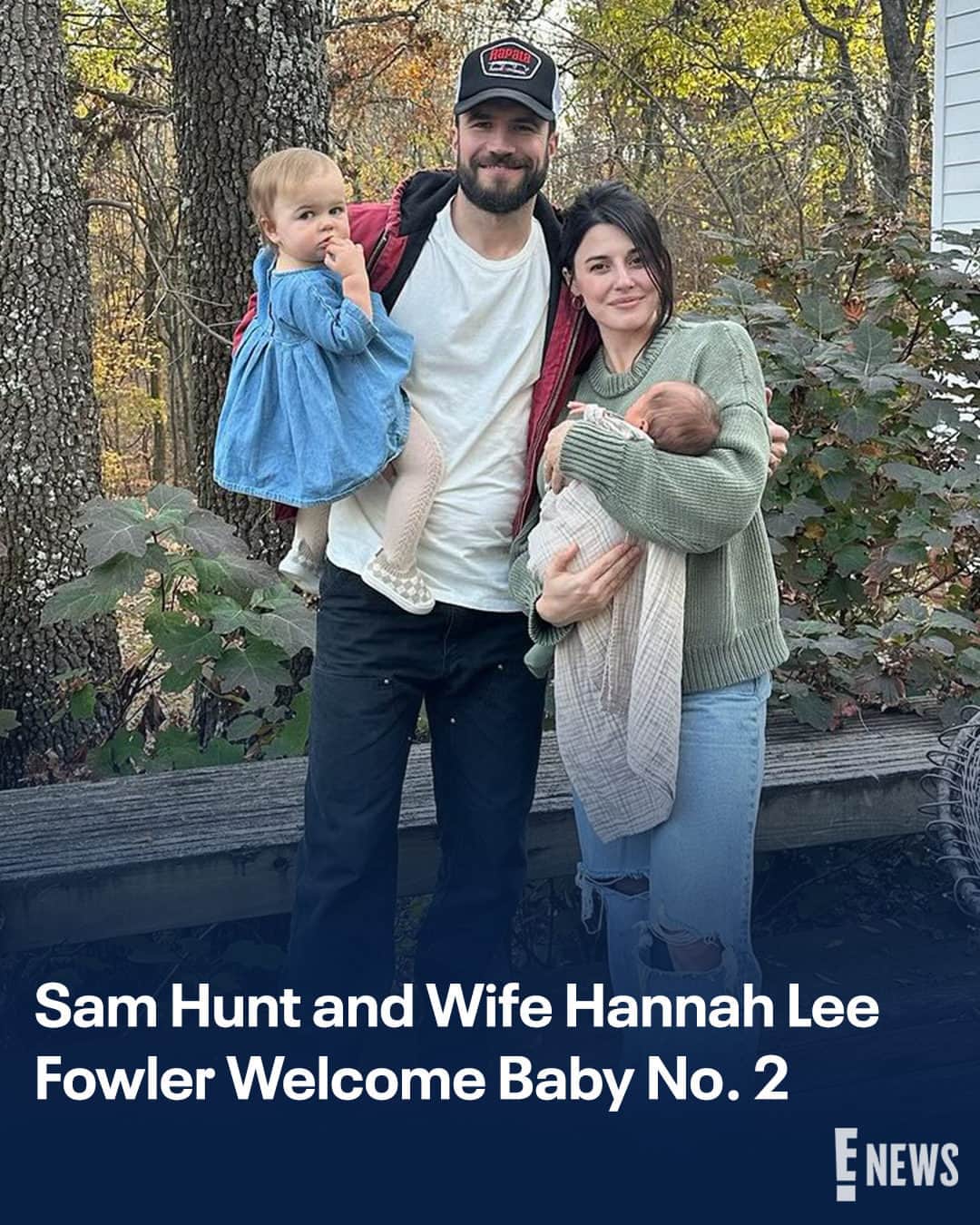 E! Onlineのインスタグラム：「It's hard to forget memories like these ones. ❤️ Sam Hunt shared a #Thanksgiving photo announcing he and wife Hannah Lee Fowler recently welcomed their second baby together— link in bio for more. (📷: Instagram)」