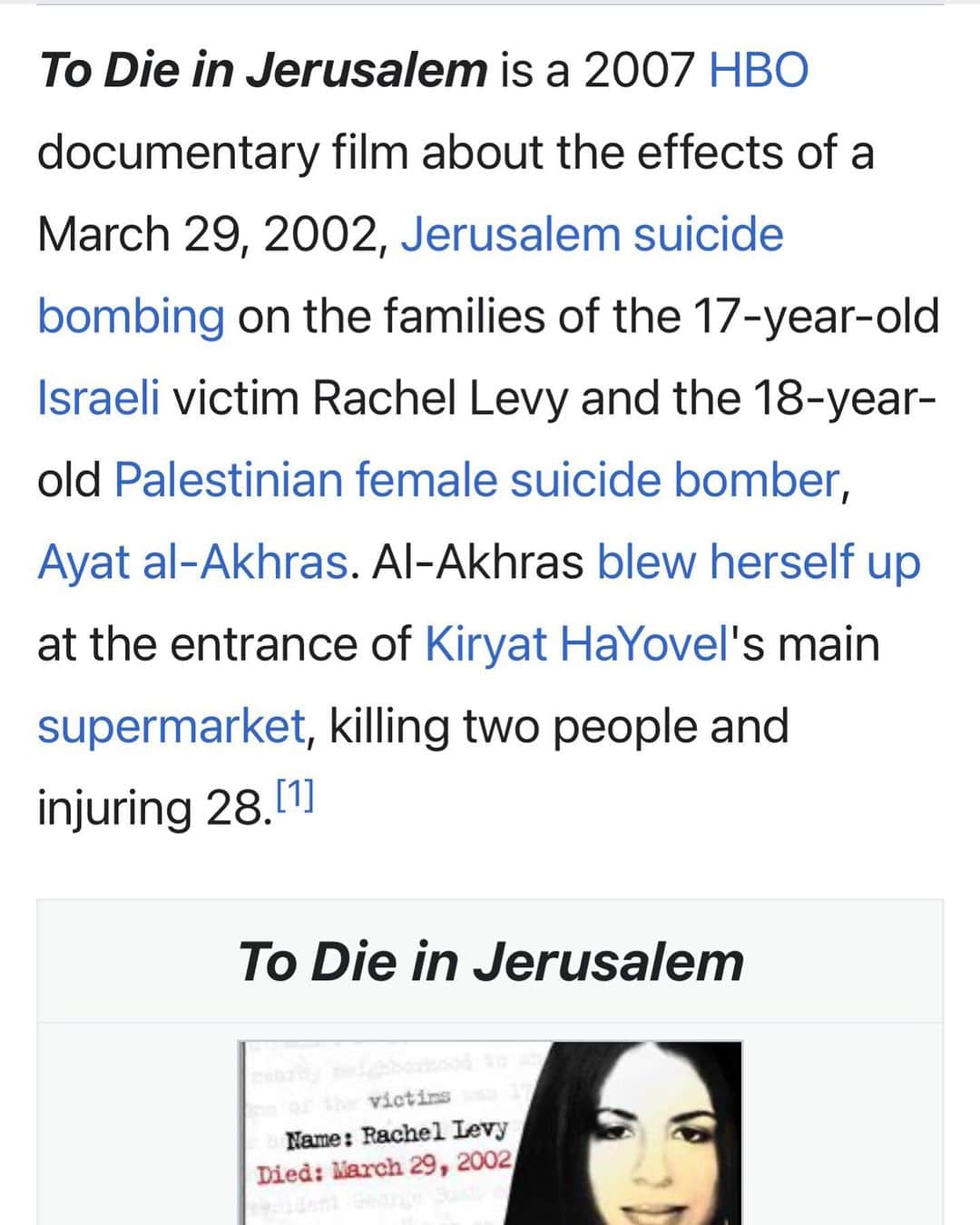 ロージー・オドネルさんのインスタグラム写真 - (ロージー・オドネルInstagram)「i found this documentary to be illuminating #israel #peace #gaza」11月25日 10時46分 - rosie