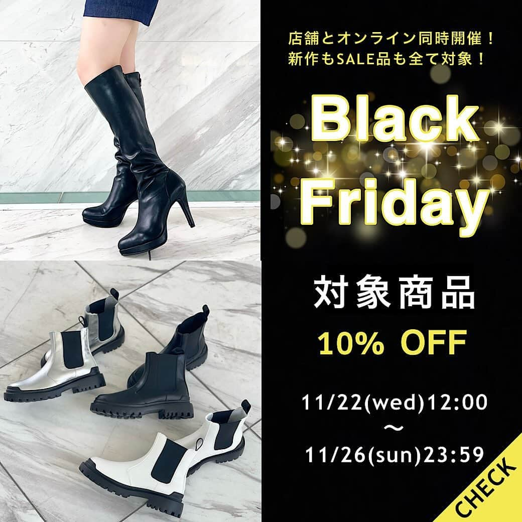 エスペランサ公式のインスタグラム：「𝗕𝗹𝗮𝗰𝗸 𝗙𝗿𝗶𝗱𝗮𝘆 𝘀𝗮𝗹𝗲  年に一度！＼BLACK FRIDAY SALE!／  本格的な冬の前にブラックフライデーの SALEでお得にシーズンアイテムをGET！！ 新作も今なら10％OFFで買えちゃいます！！  オンラインストアMAX60％OFFの大特価です⭐︎ お見逃しなく！  期間:11.26(sun)まで  #エスペランサ  #厚底ブーツ #厚底 #プラットフォーム #プラットフォームシューズ #ショートブーツ #クリスマスギフト  #クリスマスプレゼント #グリッター #ショートブーツ #ロングブーツ」