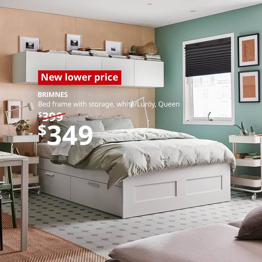 IKEA USAのインスタグラム：「Count your sheep (and your savings) on your new BRIMNES bed frame. But before you nod off, don’t miss out on our limited-time offers! Tag a friend who’s looking to save, and learn more at the link in the bio.」
