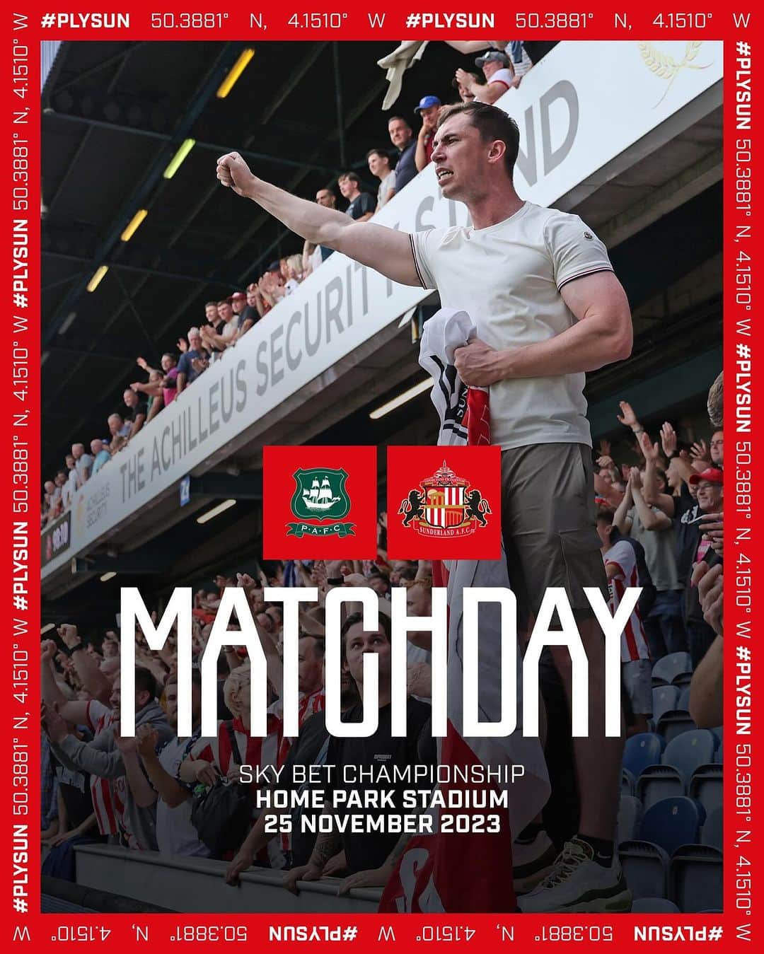 のインスタグラム：「✊ IT'S MATCHDAY...  The longest journey in the EFL — we can't wait to see you there ❤️  #SAFC | #PLYSUN」