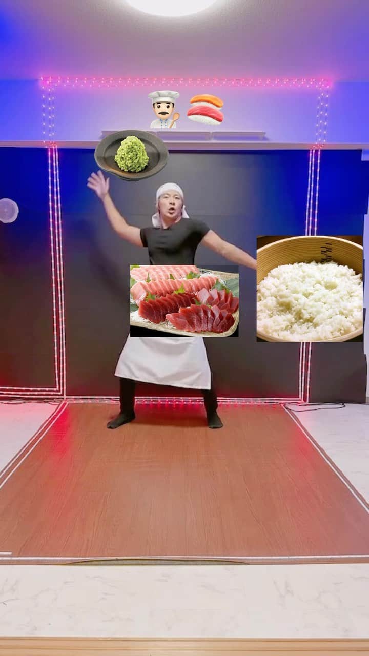 内山さんのインスタグラム：「踊りながら寿司を握る職人がヤバすぎる‼︎ Chef making sushi while dancing🍣 #内山さん #uchiyamasan」
