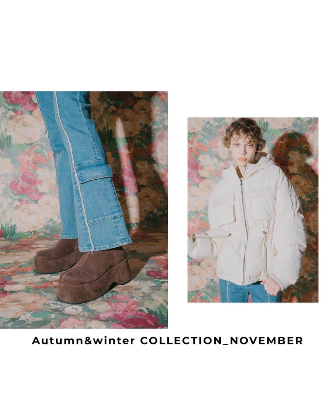 EMODAのインスタグラム：「ㅤㅤㅤㅤㅤㅤㅤㅤㅤㅤㅤㅤ '23 autumn&winter November new item  ・SHAPE PUFF DOWN BLOUSON ￥ 17,380 tax'in ・UNDER POCKET FLARE JEANS ￥12,980 tax'in ・SUEDE SHORT BOOTS ￥ 15,180 tax'in ＿＿＿＿＿＿＿＿＿＿＿＿＿＿＿＿＿＿＿＿＿＿＿＿  ■BLACK FRIDAY "special sale" >11/24(fri)12:00-11/28(tue)23:59  ＿＿＿＿＿＿＿＿＿＿＿＿＿＿＿＿＿＿＿＿＿＿＿＿  詳細は( @emoda_official )のTOPのURL,storiesチェック✔️  ㅤㅤㅤ ㅤㅤㅤㅤㅤㅤ #EMODA #EMODA_OUTER #EMODA_JEANS #EMODA_SHOES #outer #ダウン #ダウンブルゾン #オーバーサイズダウン #パフダウン #フレアデニム #ハイウエストデニム #ショートブーツ #秋コーデ #冬コーデ #RUNWAYchannel #2023AW #autumn #winter @emoda_snap」