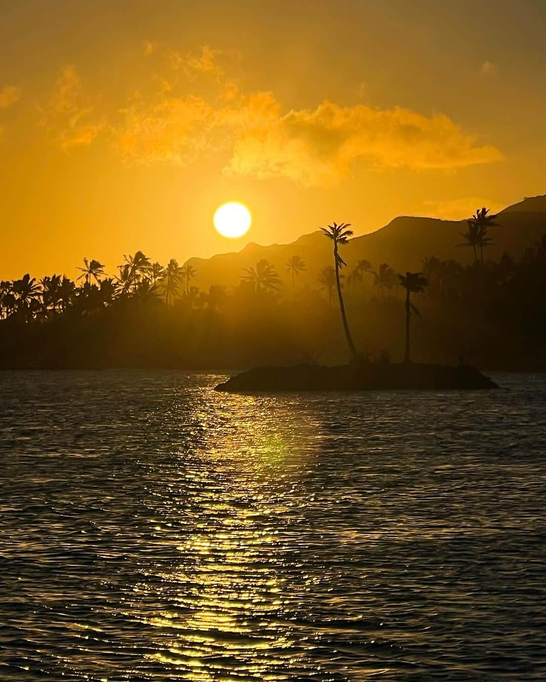 平アスカのインスタグラム：「この旅でいっちばん綺麗な夕陽がみれたのでおすそわけ！ Hawaiiにいると朝陽がのぼるのと夕陽が沈む瞬間がたのしみで旦那さんが見つけた秘密🤫のスポット（ホテルの非常階段）から朝陽を見るのが楽しみ。 この夕陽はビーチのとこからみれたよ！  夕陽が沈む姿は分刻み、いや、秒刻みで陽の位置も景色も変わってくるから大事にしたくなるよね☺️ でも実際はそれ以外の時間も同じで時間とともに陽も絶え間なく動いているはずなんだよね。こうやって陽が落ちる瞬間だけではなく、それ以外の時間も 誰と、どんなひとと、どんな時間をすごしたらじぶんは幸福な気持ちになれるんだろう。この夕陽に時間の大切さを改めて教えてもらった気がする！！ どんどん帰る時間が近づいてくるけど 愛する旦那さんとの時間をアホみたいに楽しんでかえりますよっ😘 #hawaii #hawaiitrip #sunset #kahalahotel #kahala #kahalabeach #kahalabeachpark #beautifulsunset #ハワイ #カハラリゾート #カハラ #夕陽」