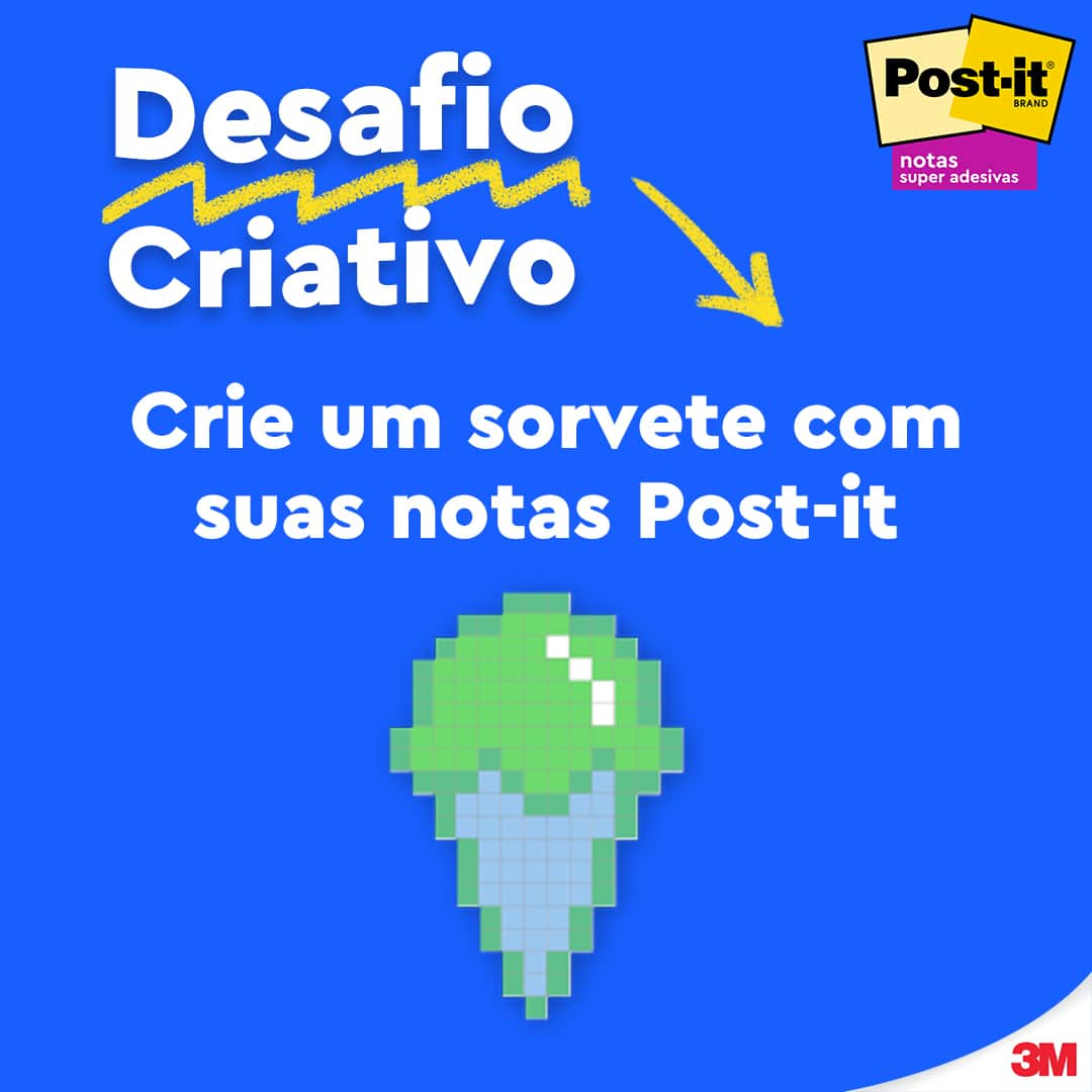 Post-it Brasilのインスタグラム：「Dê um toque criativo ao seu espaço com um pequeno mural neste com suas Notas Post-it® Súper Adesivas. Aceita o desafio? 🍦  #LiberaTusIdeas #PostitArt #NotasSúperAdhesivas」