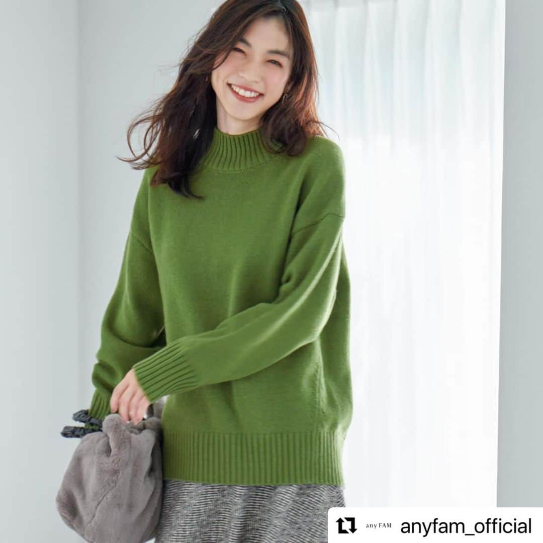 森本奈緒のインスタグラム：「anyFAM .  #Repost @anyfam_official ______________________________________ #anyFAM #エニィファム #anyFAMladies #anyFAMkids #エニィファム購入品 #anyFAM購入品 #レディース冬服 #冬服レディース #冬コーデ #冬コーディネート  #冬コーデ #冬アイテム #ニット #ウール」