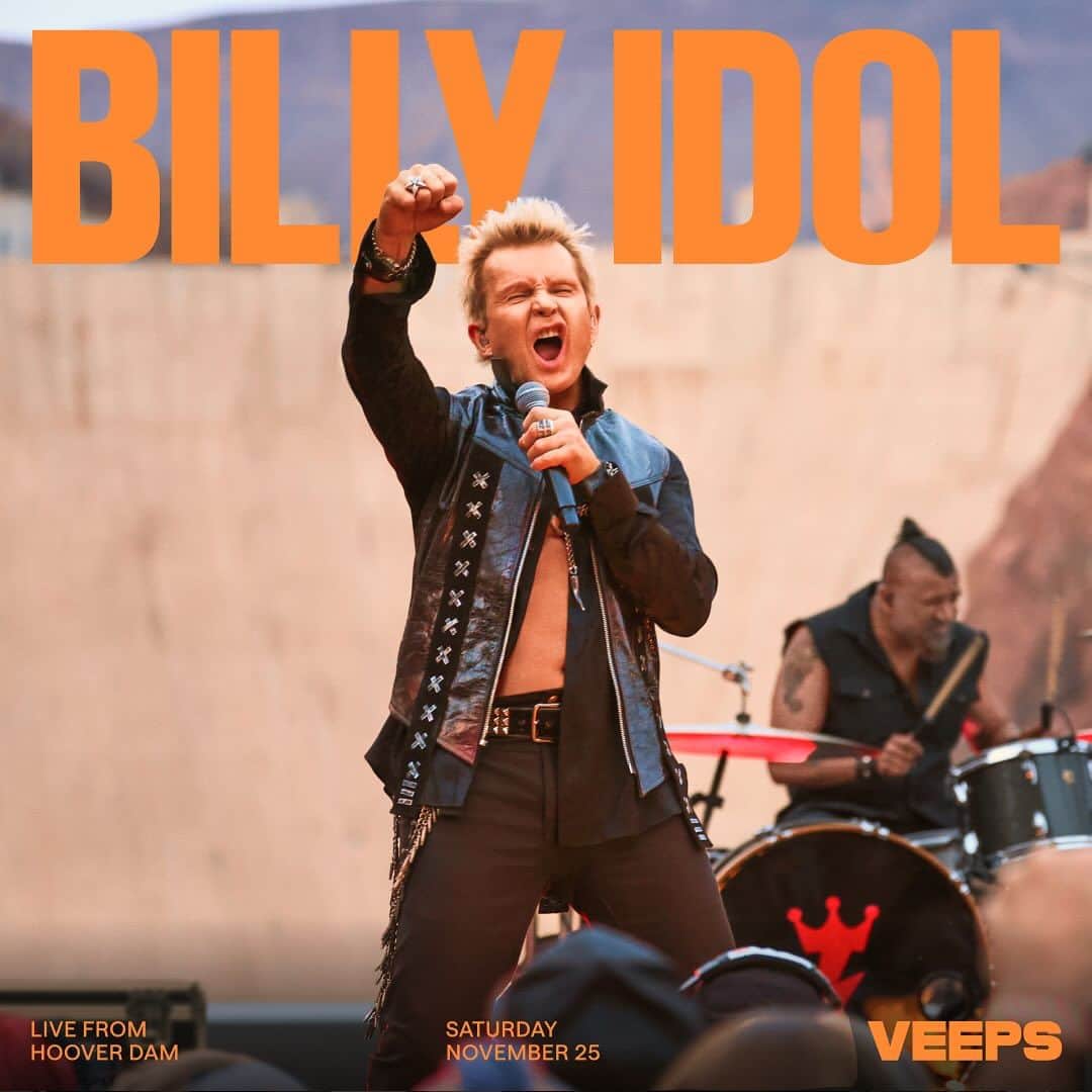 ビリー・アイドルのインスタグラム：「TODAY at 12pm PST / 3pm EST! - 'Billy Idol: State Line' is streaming worldwide on @Veeps! Get access using the link in bio.」