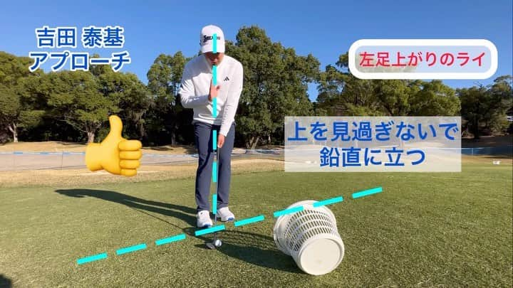  JGTO 男子プロゴルフツアーのインスタグラム：「【カシオワールドオープンゴルフトーナメント2023】3rd Round⛳️  先々週2位、先週7位タイと好調の吉田泰基がホールアウト後にアプローチ練習をしていました⛳️  球が強く出るクセを修正中とのことだったので、どんな練習をしているのかインタビュー🎤 ついでに左足上がりのアプローチのコツも教えてもらいました🤭  @casio_world_open #カシオワールドオープンゴルフトーナメント #Kochi黒潮カントリークラブ #JGTO #男子ゴルフ #吉田泰基 #アプローチレッスン #やわらかい球 #左足上がりのアプローチ」