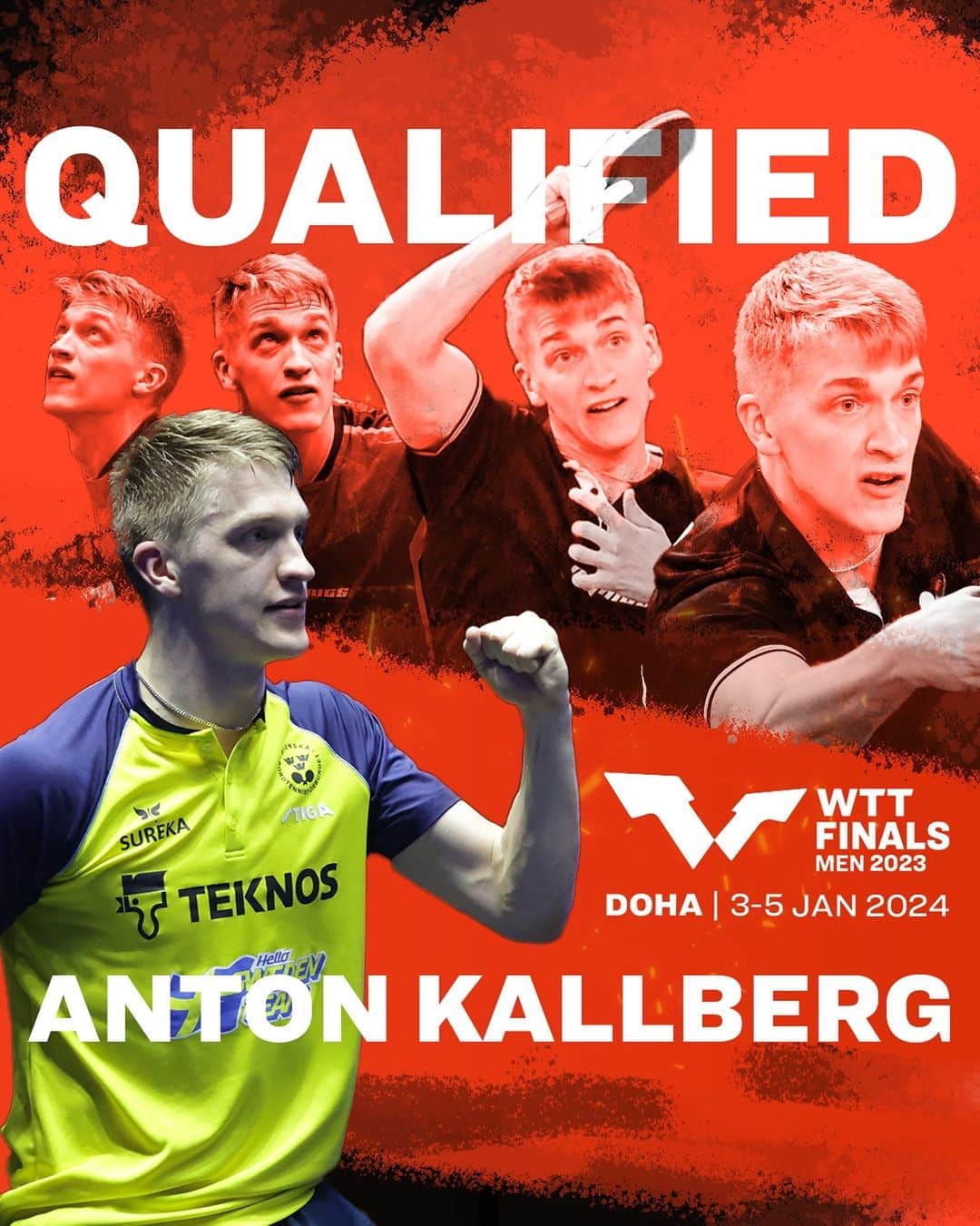 ITTF Worldのインスタグラム：「Anton Kallberg officially rounds out the #WTTDoha field 👏  He enters his first #WTTFinals as the underdog but does he have something up his sleeve? 😉」