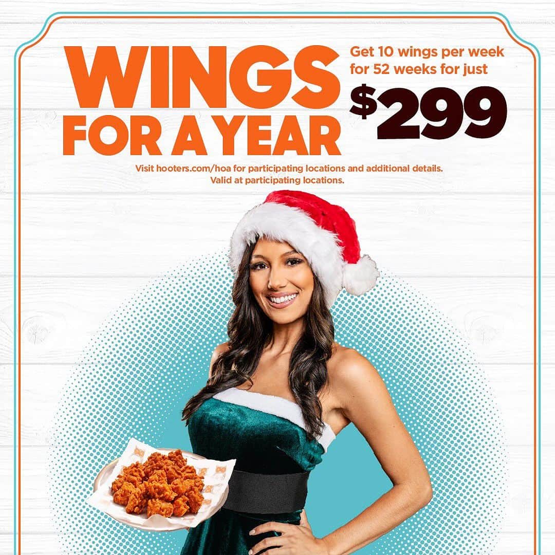Hootersさんのインスタグラム写真 - (HootersInstagram)「Hooters makes Cyber Monday sizzle! Load up on $100 gift cards and we'll serve you $30 in Bonus Bucks, plus get your wings fix for an entire year, for only $299 (a $900 value). Fly fast to hooters.com today.」11月26日 1時02分 - hooters