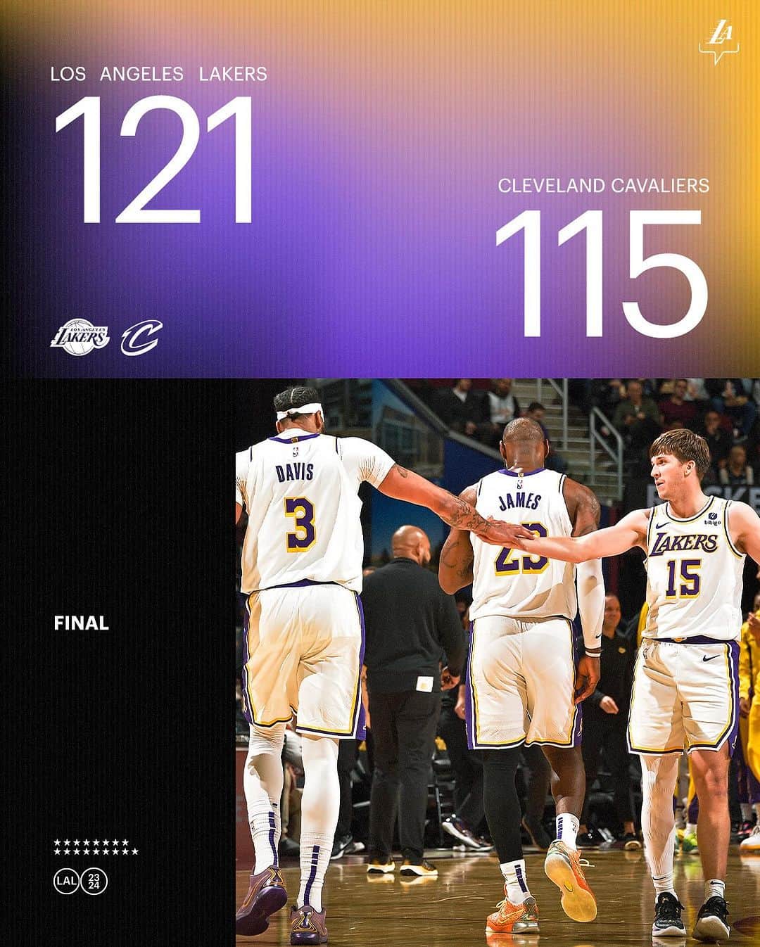 Los Angeles Lakersさんのインスタグラム写真 - (Los Angeles LakersInstagram)「LAKERS WIN」11月26日 11時59分 - lakers