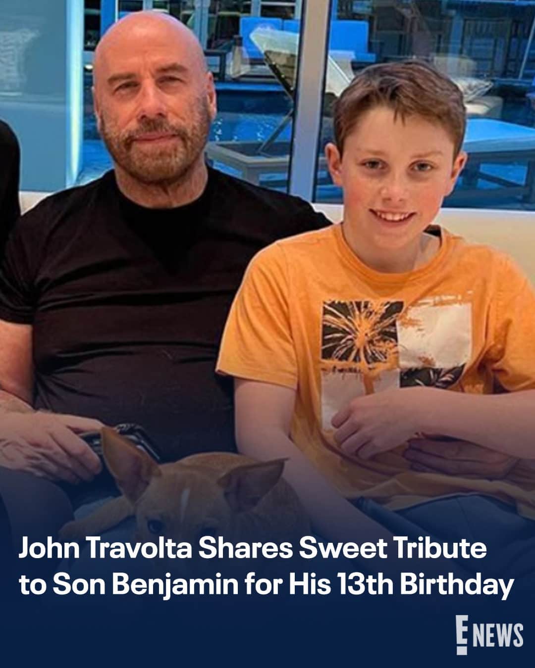 E! Onlineのインスタグラム：「You may get chills seeing John Travolta's heartwarming birthday tribute to his youngest child, who just became a teenager. ❤️ Link in bio for his message to his son Benjamin. (📷: Instagram)」