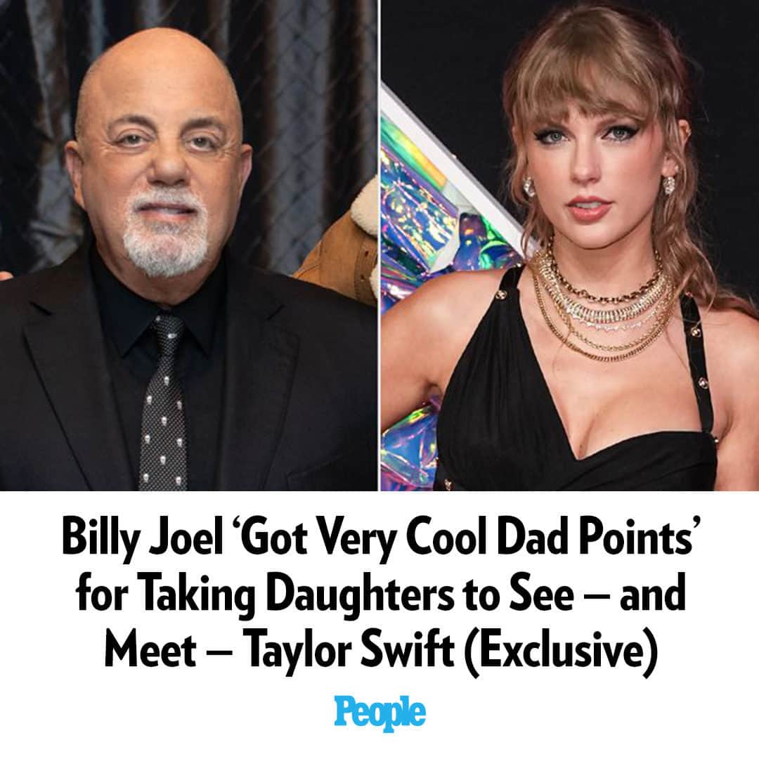 People Magazineのインスタグラム：「Billy Joel and his little girls are Swifties! Earlier this year, the musician, 74, and his wife, Alexis Roderick, took their two daughters, Della Rose, 8, and Remy Anne, 6, to see — and meet — Taylor Swift during her Eras Tour stop in Tampa, Florida.  Now, in an exclusive conversation with PEOPLE at the Long Island Music and Entertainment Hall of Fame, where an exhibit crafted in his honor opened on Friday, Joel details how he "got very cool Dad points" for helping his two youngest children watch and spend time with the Midnights artist.  Read more in our bio link! | 📷: WireImage」