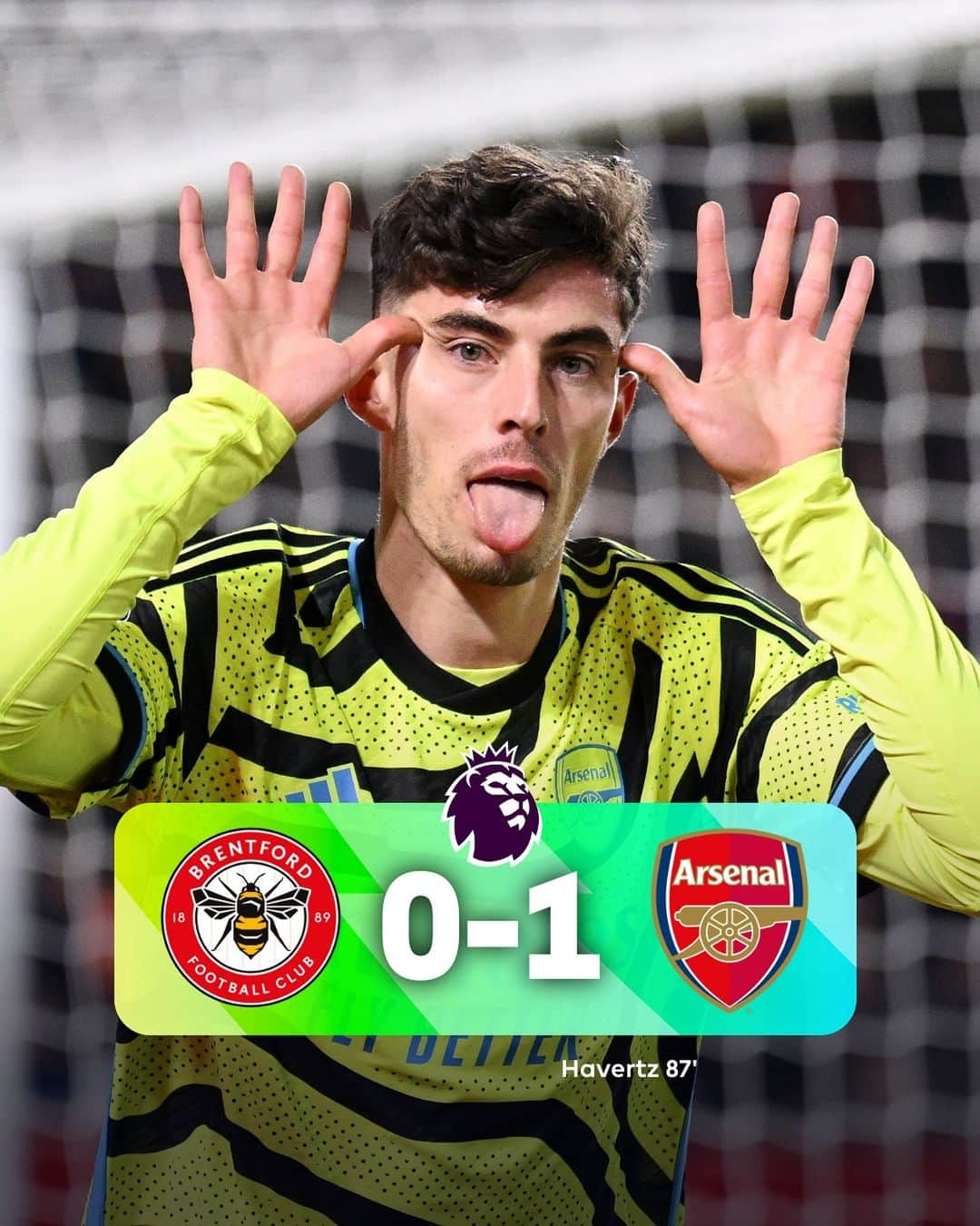 プレミアリーグのインスタグラム：「Kai Havertz sends Arsenal to the top of the league! 🔝」