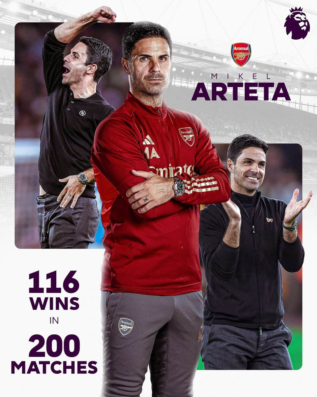 プレミアリーグのインスタグラム：「Mikel Arteta has more wins than any other Arsenal manager in their first 200 matches 👏」