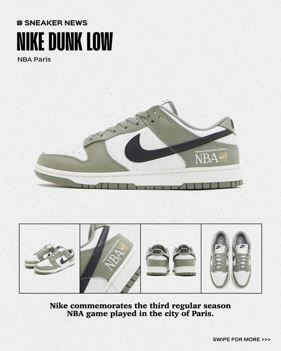 Sneaker Newsのインスタグラム：「Nike commemorates the third NBA Paris game with a special Dunk Low. Expected to release in January 2024.⁠ LINK IN BIO for full details.」